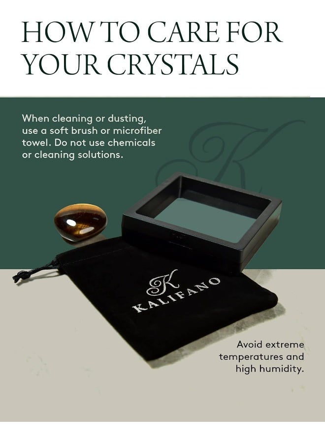 KALIFANO Tiger's Eye Heart - Worry Stone with Healing & Calming Effects - AAA Grade High Energy Crystal with Information Card - Reiki Carving Used for Protection (Family Owned) - Image 5